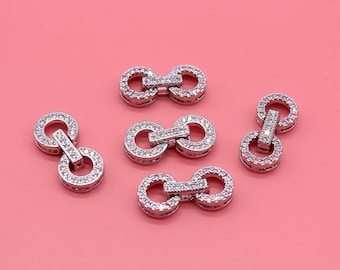 5 cierres de hebilla chapados en plata, cierres/conectores de plata con circonita cúbica, cierres para collares y pulseras, accesorios de joyería - NGA58