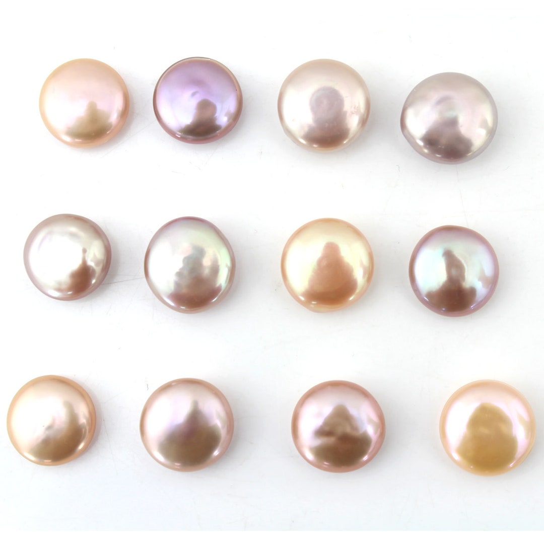 10pcs 13-15mm Thick Coin Freshwater Pearlspink/purple Coin - Etsy