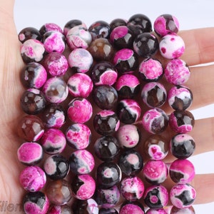 4/6/10mm Pink Fire Agate Beads, Round Agate Beads, Loose Beads Strand, DIY Jewelry Making, Jewelry Supply, One Full Strand-15inches--STN0054
