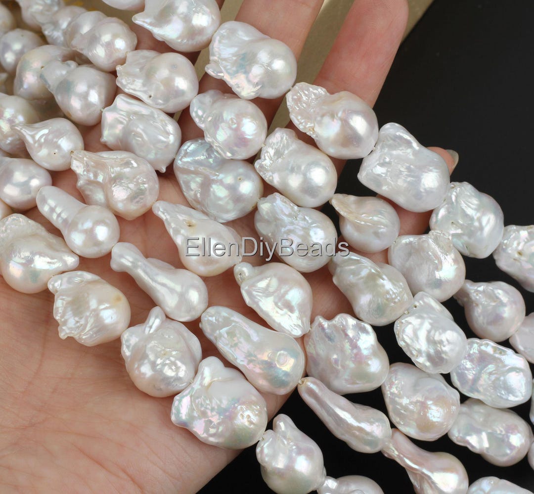Large Natural White Baroque Pearl Beads, Genuine Freedom
