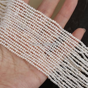 2.5-3mm Small White Irregular Shape Freshwater Pearls, Tiny Genuine Natural  Pearl Beads, Loose Seed Pearl, Wedding Jewelry-15inches