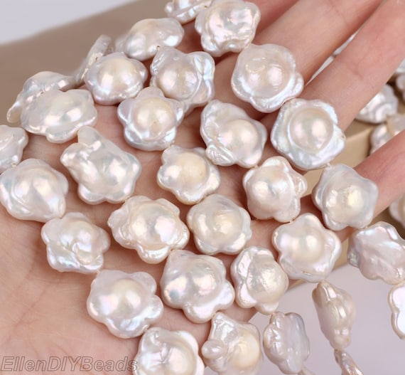 Loose Flower Pearls, Genuine Freshwater Pearl Beads in Natural