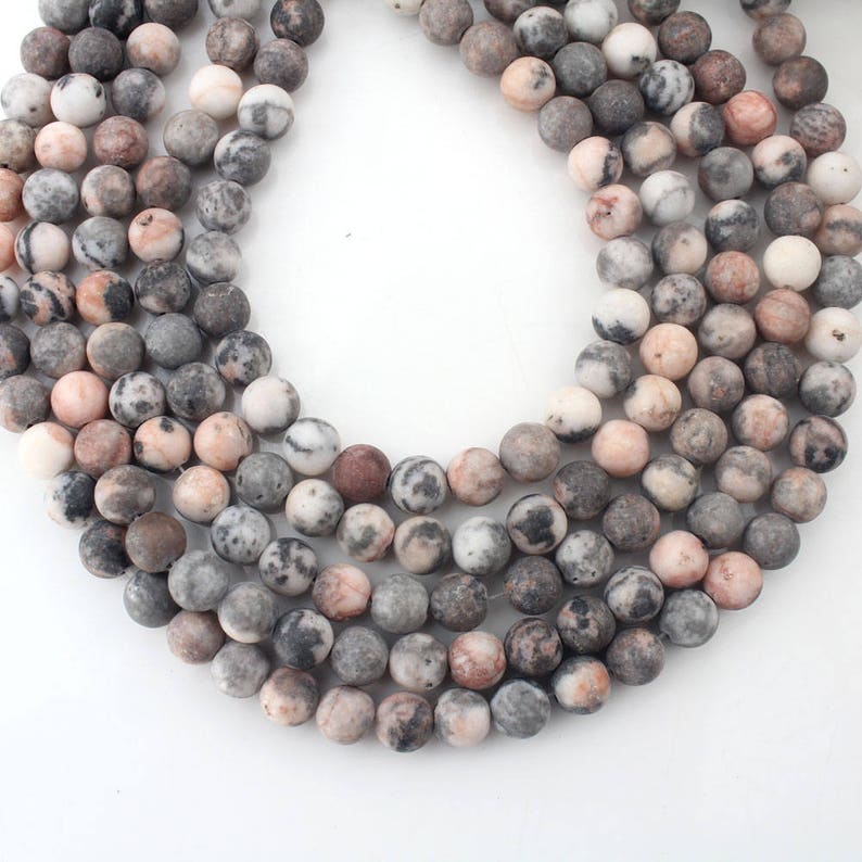 Frosted Zebra jasper beads Pink Zebra jasper round Etsy