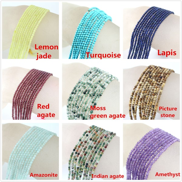 2mm Natural stone beads,Small Round stone beads,Jade/Turquoise/Lapis/Garnet /Moss green/Picture/Amazonite/Agate/Amethyst ,DIY Jewelry Beads