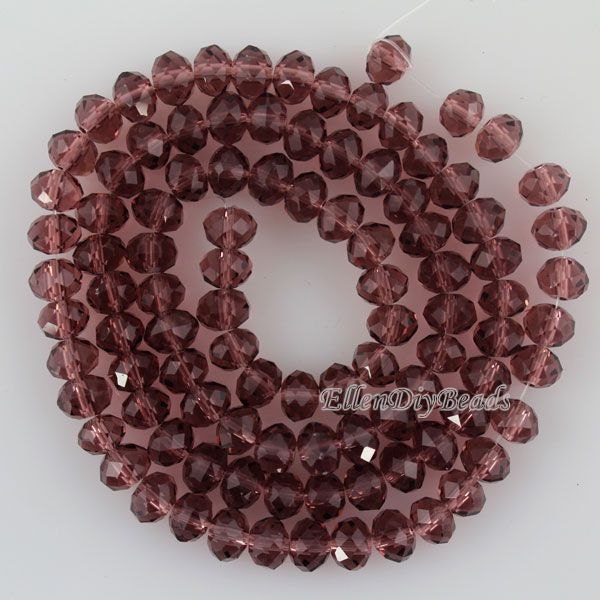 6mm Romantic Purple Glass Rondelle Beads, Loose Glass Crystal Beads, Spacer Beads for DIY Jewelry Making, Beads Supply,Wholesale Price-BR074