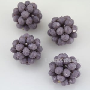 5Pcs--22mm Handmade Gray Crystal Ball Glass Beads,Round Loose Beads,For Earrings Bracelet Necklace Making,Handmade Jewelry Supplies-BR057