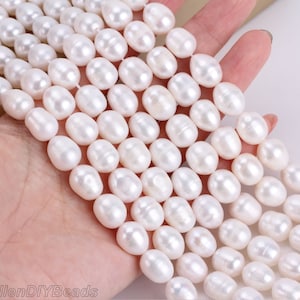 11-12mm White Rice Shape Pearls, Natural Freshwater Seed Pearls, Pearl Jewelry Making,Wholesale Loose Pearls,Beading Supplies-15inches-MY008