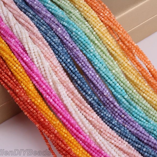 Bulk 2mm Round Shell Pearl Beads,Loose Small Shell Pearl Beads,Rainbow Shell Rondelle Beads,Spacer Beads,DIY Beads -15 inches--180pcs-BK001