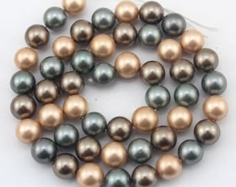 8mm Mix colored Shell Pearl Round Beads,Loose Pearl Beads,Round Pearl Beads For Jewelry,Wholesale Pearls,Full Starnd-48pcs-15.5 inches-SH23