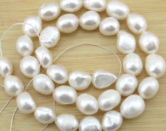 10-11mm Natural Baroque Pearl Beads,Nugget Freshwater Pearl Beads,White pearl beads,Pearl strand,Jewelry making -28 Pieces-15.5 inches-FS24