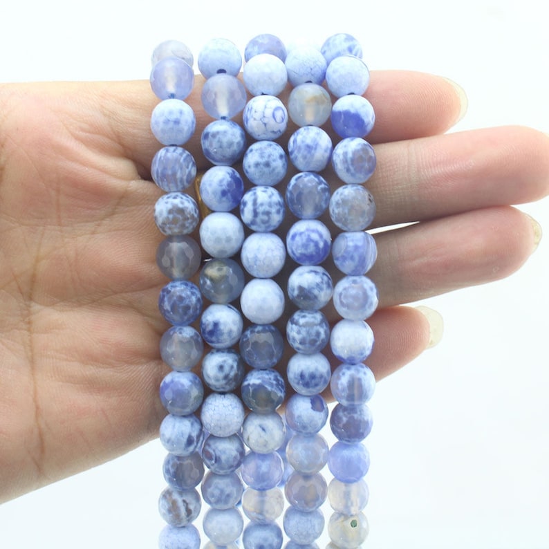 Charming Sky Blue Agate Beads Gemstone Beads 8MM Round Etsy