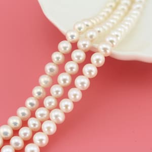 6-7mm Natural White Potato Freshwater Pearls, Loose Pearl Strand, White Pearls, Pearl Jewelry Making, Wholesale Pearls--66pcs---15.5inches