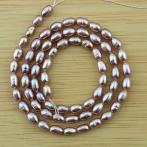 3-4mm High Quality Rice Pearl Beads,Natural Freshwater Pearls,Purple Pearls,Loose Pearls For DIY Jewelry,Wholesale Beads-67pcs-15inches-FS78