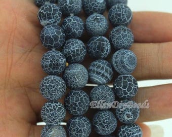 8mm Black Matte Agate Beads,Loose Round Agate Beads,Gemstone Beads, Beads For Diy Jewelry Making Necklace Bracelet-15inches-BA036