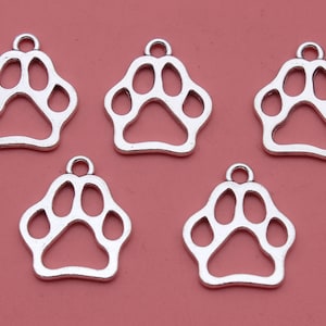 20pcs - Silver Dog Paw charm,Paw print charm pendant,Animal charm,DIY supplies -17x20mm