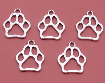 20 Stück - Silber Hund Pfote Charme,Pfote Abdruck Charme Anhänger,Tier Charme,DIY Lieferungen-17 x 20 mm