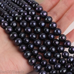 10-11mm Peacock Black Round Pearl Beads,Loose Freshwater Cultured Pearl Beads,Pearl Beads For Necklace Jewelry--42pcs--15.5inches---BHY006-8