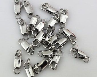 10 PCS---0.5x18.5mm Silver Lobster Claps,Silver Plated Over Pure Copper,Jump Ring, Jewelry Necklace Bracelet Making Findings --BN071