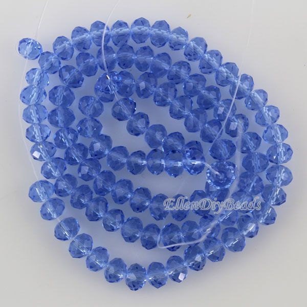 6mm Romantic Blue Rondelle Faceted Crystal  Glass Beads, Faceted Gemstone Beads,Loose Bead Strings, Wholesale Beads,DIY Jewelry Making-BR079