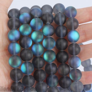 Matte Gray Spectrolite Beads,Mystic Aura Quartz Crystal Beads,Iridescent Flash Crystal Gemstone, Wholesale Loose Bead,Full Strand---MS007