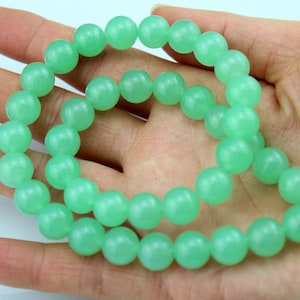 10mm Round Green Jade Beads,Loose Smooth Jade Gemstone Beads,Green Round Loose Beads,Jewelry Making Bracelet Beads-40pcs--15.5 inches--BJ005