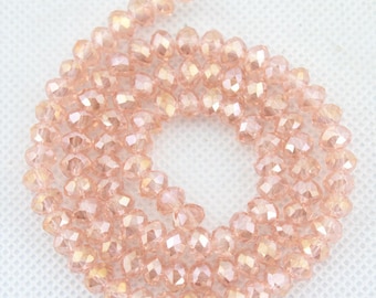 Sparkle Pink Faceted Crystal Beads: 6mm Rondelle, Full Strand