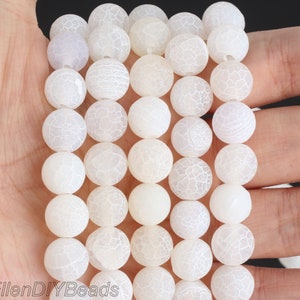 Airssory 10 fili Natural White Lava Rock Pietre rotonde perline sciolte Pietre preziose Bulk per oli essenziali Collana Creazione di gioielli Risultati fai da te - 8 mm