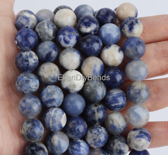 Collana In Pietra Naturale Sodalite 8mm - Girocollo 45 Cm, Blu E Bianco, Artigianale