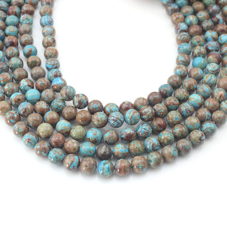 36mm8mm10mm Natural Blue Brown Jasper Beadsrainforest Etsy
