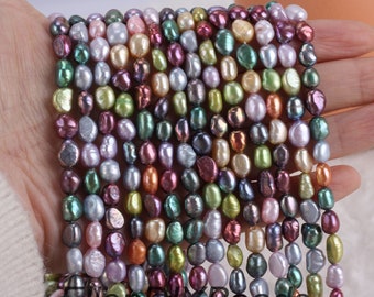 5-6mm Natural Freshwater Nugget Pearl Beads, Multi-color Irregular Shape Loose Pearls Strand, Wedding Pearls, DIY Pearls---15 Inches---LN004