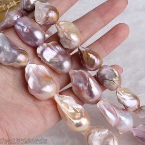 Good Luster AA Big Baroque Pearl Bead,Genuine Freshwater Fireball Pearls,Loose Pearls For Jewelry Making-17-18x23-25mm-15.5 inches-YHZ004-4