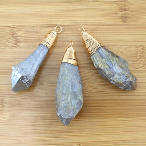 Wholesale quartz pendant, crystal quartz pendant, gold edged pendant, natural gemstones, long pendant -TR266