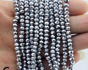 150pcs New 4mm Sparkle Rondelle Faceted Crystal Beads, More Colors Crystal Beads, Full Strand,Gemstone Beads Supply--CY013