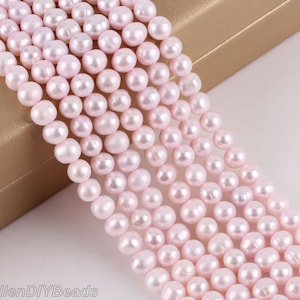 7-8mm Nearly Round Pearl Beads, Freshawater Cultured Pearl Strands, Loose Pearl Beads, Pearl for Jewelry Making Necklace--57pcs--15.5inches