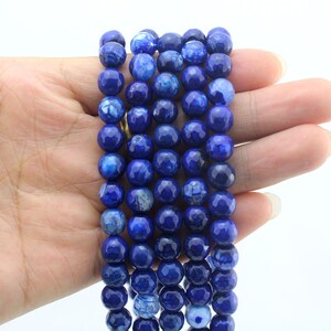 8mm Dark Blue Round Agate Beads,Loose Gemstone Beads,Faceted Agate Beads, Bracelet Necklace Jewelry Beads, Wholesale Beads  --EB240