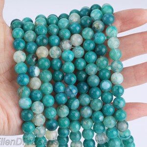 8mm Blue Pattern Agate Beads, Cracked Style Smooth Agate Beads, Round Gradient Color Agate Beads, DIY Necklace Supplies--15inches---STN0090