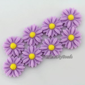 20pcs --22mm Purple  Resin Flowers, Sunflower Resin Cabochons, Resin Flower Flatback , Flower Cabochons,Handmade DIY Accessories -CY003