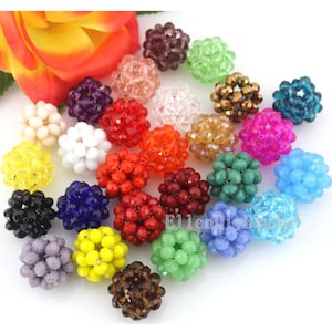 22mm Handmade Multicolored Crystal Balls,Round Glass Beads,Necklace/Earring Charms,Gift for Friends,Jewelry Making,Beading Supplies--BR044