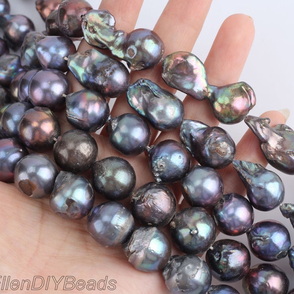 Multi-Typed Peacock Black Baroque Freshwater Pearl Beads Strand,DIY Fireball  Pearls Jewelry-15inches-YHZ003-1