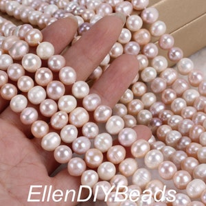 8-9mm Natural Freshwater Pearl Beads,White Pink Purple Round Pearl Beads,Loose Pearl Beads,Jewelry Pearls,Full strand--14.5inches--BHY005-22