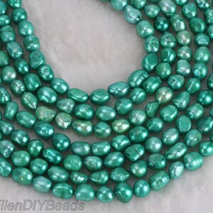 8-9mm Nugget Green Freshwater Pearl Beads,Baroque Pearl Strand,Bridesmaid Pearls,Pearls For Jewelry Making Necklace/Bracelet-36pcs--LN005-31