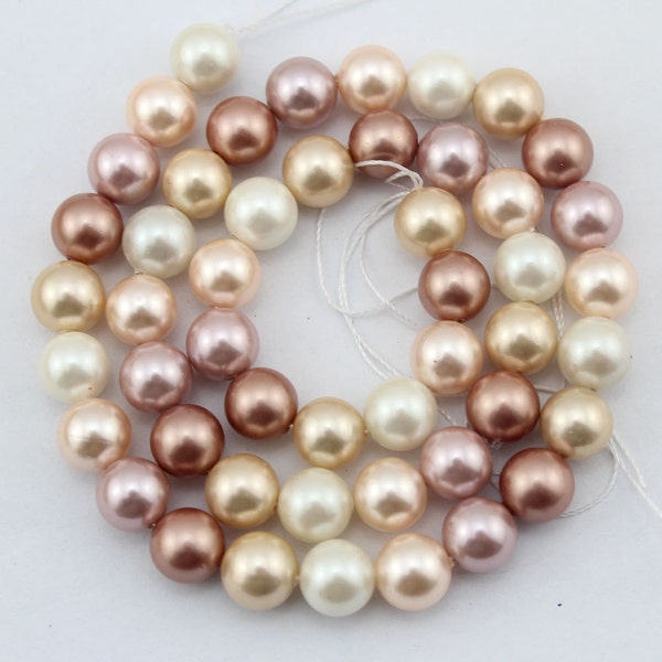 8mm Shell Pearl Beads, Multi-colored High Luster Round Shell Pearl Beads,Loose Pearl Beads,bridal shower jewelry -48pcs-15.5 inches-SH17