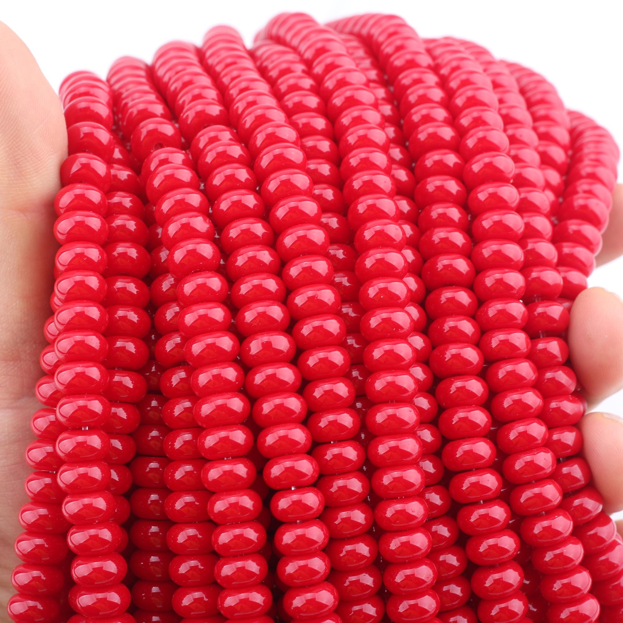 Jade Rondellen 1/5 Stck. Natürliche 5x8 Mm Rote Jade Facettiert Abakus Edelstein Aqua Beads