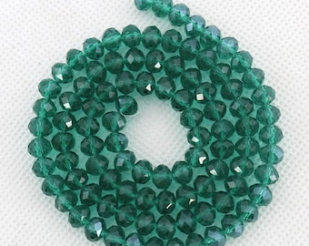 Wholesale 6mm Faceted Emerald Aqua Crystal Glass beads, Crystal Rondelle  Beads,Spacer Beads, DIY Findings Gemstone Beads--17 inches--BR028