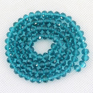 6mm Faceted Aqua Blue Crystal Glass,Fresh and Clear Blue Crystal Beads,One Full Strand,Crystal Beads,Gemstone Beads--17 inches--BR009
