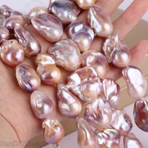 MulticolorTeardrop Baroque Pearls,Large Freshwater Pearl Beads,Irregular Nucleated Pearls,Full Strand--16-18X20-25MM-16 inches-YHZ004-3