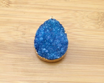 30x40mm Wholesale Quartz Druzy Geode Pendant, Electroplated Gold Edge, Raw Crystal Quartz Druzy Pendant, Gemstone Charms Supplies---TR-088