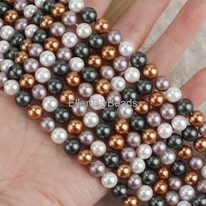 6-12mm High Luster Round Shell Beads, Colored Shell Beads, Loose Beads, One Full Strand, Shell Beads Jewelry-48pcs--15 inches--SH0016