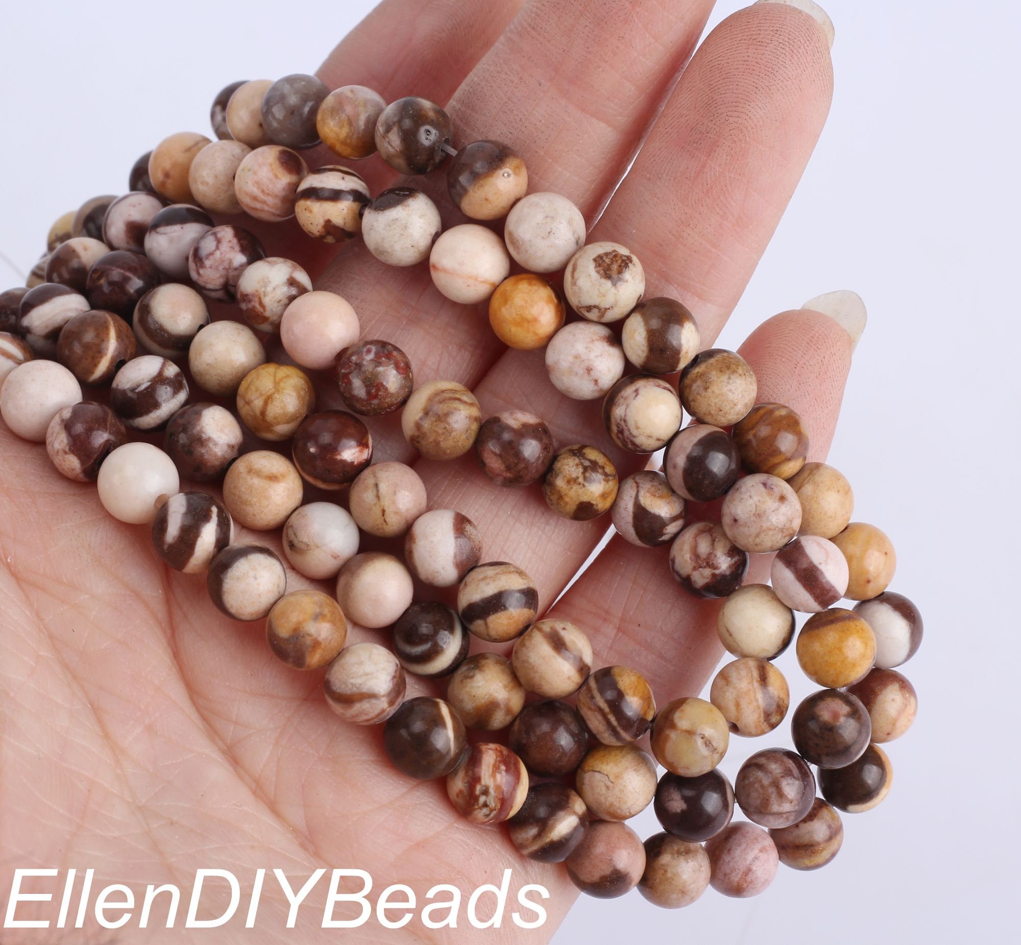 公式通販サイトセール 4mm,6mm,8mm,10mm,12mm Round Natural Stone, Zebra Australian アクセサリー