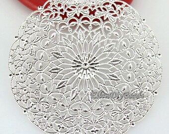 5 broches de filigrana chapados en plata con forma de flor, estilo vintage, conectores de joyería, accesorios de filigrana, BN034